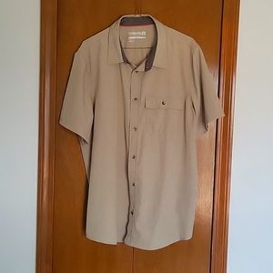 Men's Short-Sleeve Avalanche Button Down, Tan, Size L